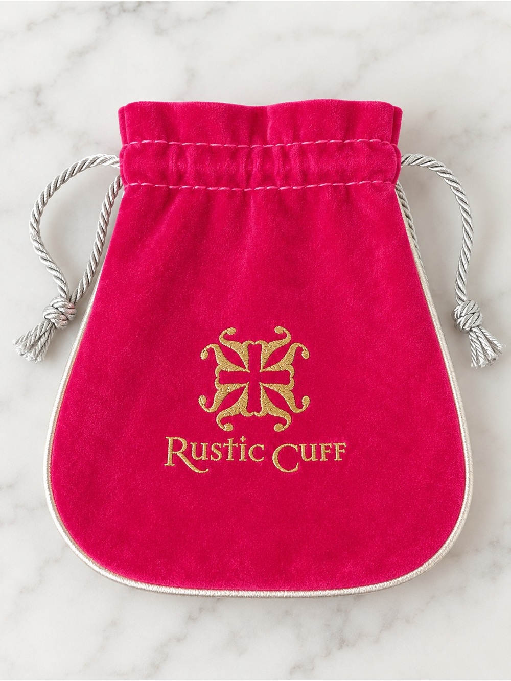 Rustic Cuff velvet jewelry pouch pink drawstring NEW